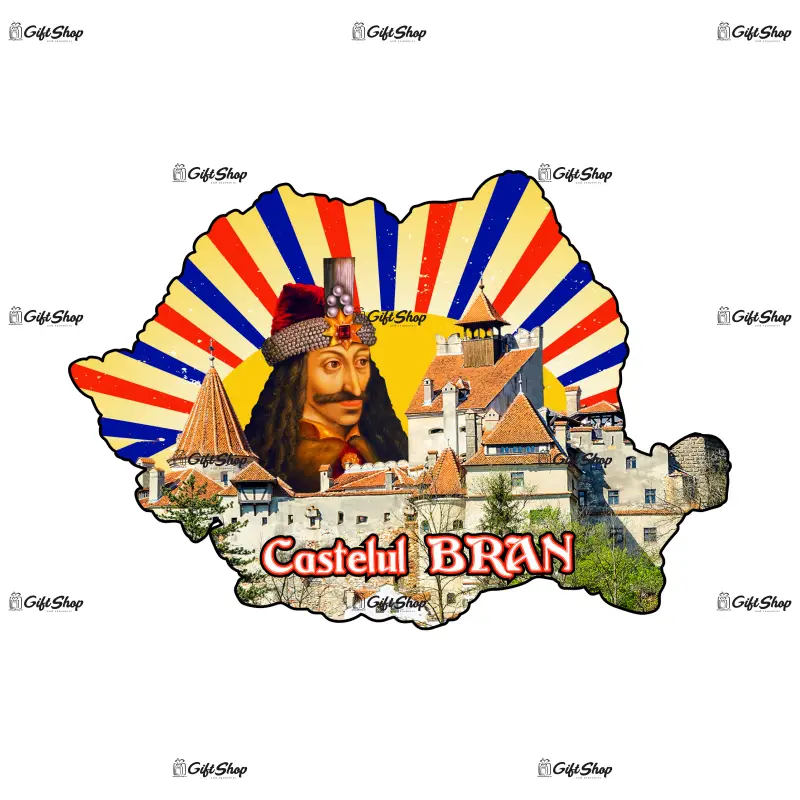 Castelul bran, vlad teps, harta romaniei, magnet frigider mgs094